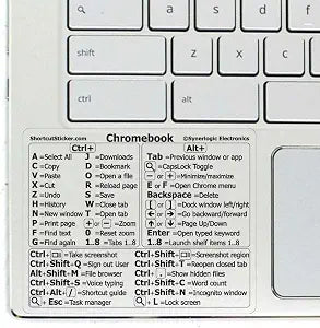 Synerlogic Chrome OS Reference Keyboard Shortcut Sticker - No-Residue Laminated Vinyl for Any Brand Chromebook Laptop Running Chrome OS (Clear)