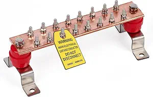 GOUNENGNAIL- 10" Copper Ground Bar Kit,900A Grounding Busbar Bar with UL Recognized SM40 Insulators Rated Uimp up to 7.2KV