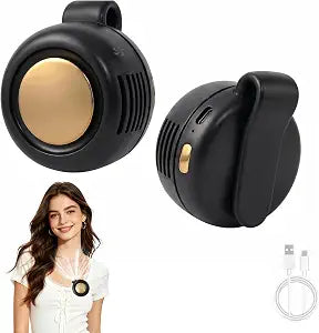 Clip on Fan, Portable Silent Mini Bladeless Fan Clip On For Waist & Shirt, Adjustable Small Whirlwind Fans, For Outdoor & Travel & Office,Gift (Black)