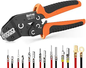 5-in-1 Wire Crimping Tool, AWG 2816 Ratcheting Pin Crimper for Non-Insulated Open Barrel Terminals Fits JST XH/PH/SM/SYP, Dupont, Molex, AMP, TE, Deutsch & More Automotive Wire Connectors