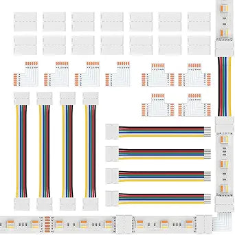 BTF-LIGHTING 6Pin 12mm SMD LED Connector Kit 6 Pin L Splitter Right Angle Corner,T Shape,Solderless Gapless Connector, Strip to Strip Jumper Wires for 60LED/m PWM SMD RGBCCT Strip Lights