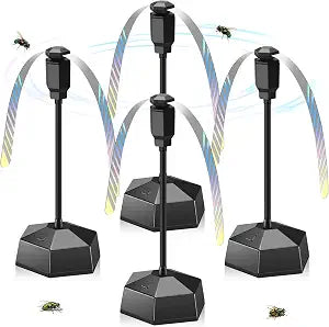 Fly Fans for Tables, Tabletop Food Fan, Fly Fan with 360 Adjustable Gooseneck & Dual-Sided Reflective Blades, Portable Fly Table Fan for Picnic, Party, Restaurant, Kitchen, and BBQ, 4 Pack