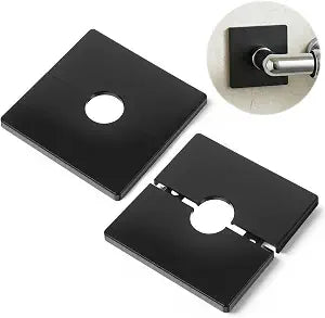 2 Pcs Shower Arm Flange Escutcheon Plate 3.5 Inch Square Matte Black Plumbing Cover Plates Self-Adhesive Shower Flange Cover Plate for Covering Gaps Holes, Fit for 20mm/0.78 Inch Diameter Pipe