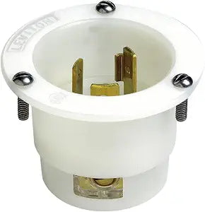 Leviton 20 Amp, 125 Volt, Flanged Inlet Locking Receptacle, Industrial Grade, Grounding, 2315, White