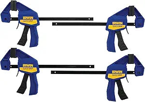 IRWIN Quick-Grip 1964758 One-Handed Mini Bar Clamp 4 Pack, 6", Blue