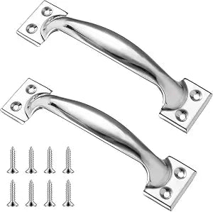 KALIONE 5.9" Garage Door Handle Gate Handle Door, Stainless Steel Handle Gate Screen Door Handle Shed Door Handle Fence Gate Handles for Wooden Fences Outdoor(2 Packs Silver)