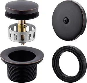 Brass Tip-Toe Tub Drain Kit with Basket Strainer and Single Hole Overflow Faceplate, Oil Rubbed Bronze