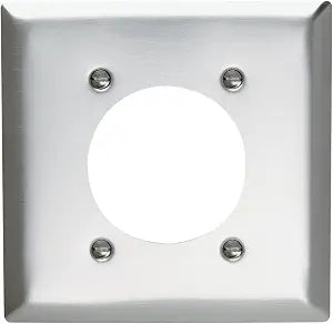 Legrand Pass & Seymour SL703CC12 Stainless Steel Type 430 Wall Plate, 2 Gang, One Power Outlet Opening, 4 Mounting Holes, 2.16" Hole, Stainless (1 Count), Two Gang