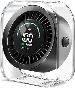 Desk Fan Small Quiet, Rechargeable USB Table Fan with Turbo Airflow, 100 Speeds LED Display, 360 Rotation, Portable Battery Powered Desktop Fan for Bedroom Home Office Travel, Black
