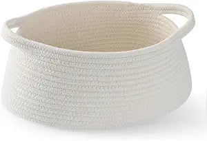 Luckyiren Oval Cotton Rope Shelf Basket with Handles, 13.5-Inch Storage Bin