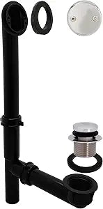 Westbrass 593144-26 Black 1-1/2" Tubular Tip-Toe Bath Waste Drain Kit, Polished Chrome