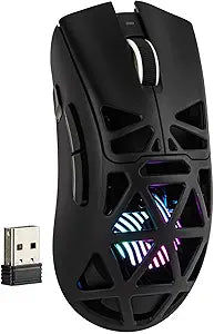 MechLands Aula SC620 Gaming Mouse, 2.4G/USB-C/BT Wireless Mouse with 400mAh Battery, Adjustable 12,000 DPI & 1000 Polling Rate, PAW3311 Sensor, RGB Lighting, Programmable Buttons, for Win/Mac (Black)