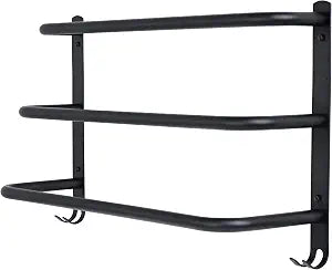7Penn Bath Towel Bar - Stainless Steel Matte Black 3-Tiered Ladder Wall Mounted Bathroom Towel Rack with Hanging Hooks