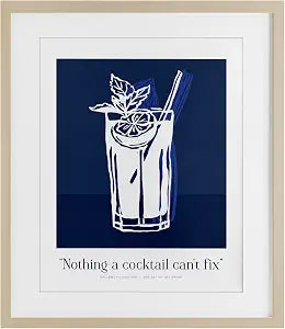 Cocktail Citrus Still Life Quote, 13 x 16 Inch Framed Print Under Glass