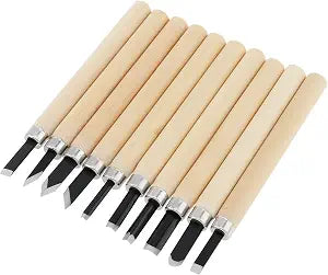 10pcs Professional Wood Carving Chisel Set - Carbon Steel Woodworking Tools, Power Grip Chisels Great for Carving and Woodworking