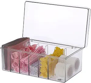 ELLDOO Lash Cart Organizer For Lash Techs, Acrylic Lashes Extension Box, Large Capacity False Eyelash Supplies Organizer Storage Box, Separated Lashes Supplies Container with Lid