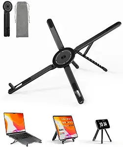 Viozon Portable Laptop Stand for Desk, Foldable Adjustable Computer Riser with Magnetic Phone Holder, Aluminum Laptop Stand for 1016 Laptops & 413 Phones/Tablets (b)