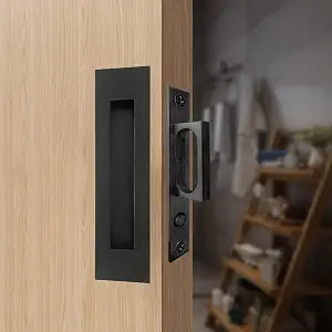 Recessed Finger Flush Pulls with Edge Pull -Sliding Closet Door Handles Hardware Suitable for Pocket Door,Closet Door,Sliding Doors, Barn Door Handle (Black, 4.72Inch)