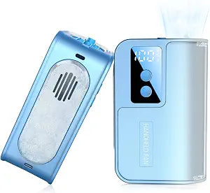 Portable Handheld Fan with Ice Cooling Plate, Dual Airflow Personal Fan