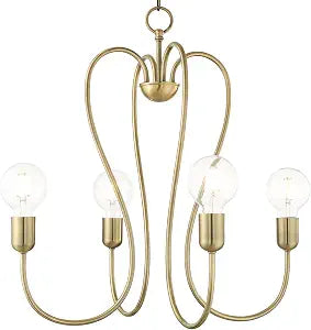 Livex Lighting 41364-01 4-Light Chandelier, Antique Brass