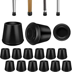 1" Round Rubber Chair Leg Tips Caps, Chair Leg Floor Protectors - 12 Pack
