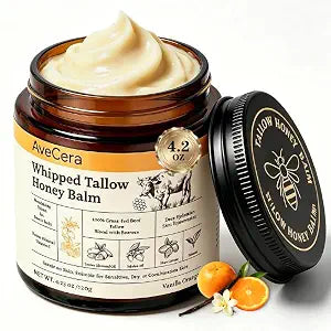 4.2Oz Beef Tallow Honey Balm for Skin with Beeswax Jojoba Oil Shea Butter