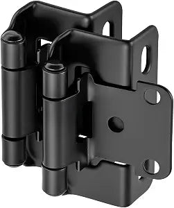 Matte Black Cabinet Hinges, 1/2 Inch Overlay, 20 Pack(10 Pairs)