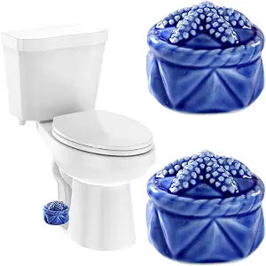 Set of 2 Starfish Toilet Bolt Covers Decorative Toilet Bolt Caps Ceramic Toilets Bolts Covers Cute Toilets Screw Cover Bathroom Decor Easy to Install (BLUE)