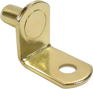 Rok Hardware 1/4" L-Shaped Shelf Support Pin with Hole, Brass (25 Pack)