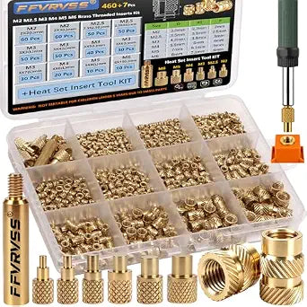 460+7Pcs Brass Threaded Inserts M2 M2.5 M3 M4 M5 M6 for 3D Printing