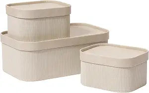 La Jolie Maison Decorative Storage Boxes with Lids Faux Leather, 3 Pack