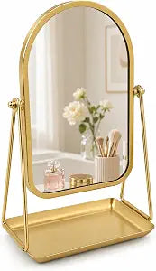 Desk Mirror with Storage Tray Tabletop Makeup Mirror