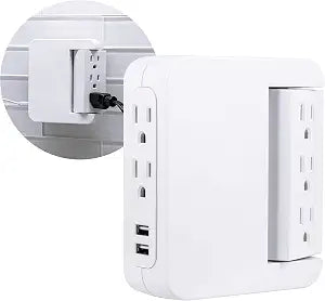 GE Pro Side-Access Swivel Surge Protector, 5-Outlet Extender