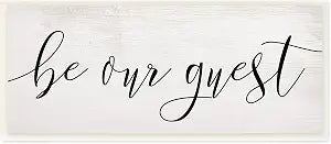 Be Our Guest Script Welcome, 7 x 17 Inch Mounted Print on Wall Plaque