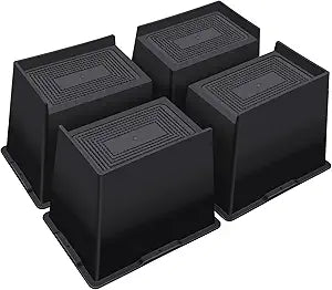 ANNKUT Bed Risers 6 Inch Heavy Duty,Oversized Couch Risers, Extra Wide Furniture Risers for Sofa Table Desk Headboard Chair Lifting,Rectangle Risering Blocks Support 6000 lbs(4 Pack Black)