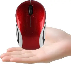 Usbkingdom Mini Small Wireless Mouse for Travel Optical Portable Mini Cordless Mice with USB Receiver for PC Laptop Computer (Red)
