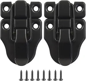 2-Pack Metal Toggle Latch, Duckbilled Hasp Catch, Black