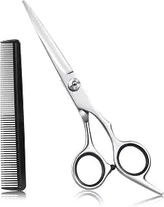 Hair Cutting Scissors, Stainless Steel Barber Shears, Men Women (Silver)