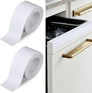 2 Rolls PVC Soft Cabinet Edge Protector for Kitchen Cabinets,21ft Waterproof Self-Adhesive Cabinet Protector Tape for Edge Protector White