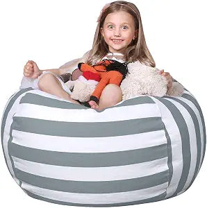 WEKAPO Stuffed Animal Storage Bean Bag Chair Cover for Kids