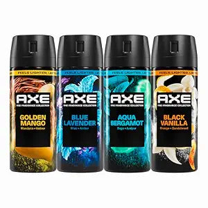 AXE Body Spray Mixed 4 Count Stay fresh for 72Hs Aluminum Free 2.9 oz