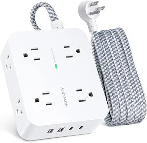 HANYCONY 6Ft Surge Protector Power Strip USB C, 1080J, 8 Outlet Extender
