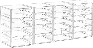 Acrylic Drawer Organizers - 21 Drawers 4 Set - Clear Storage Drawers