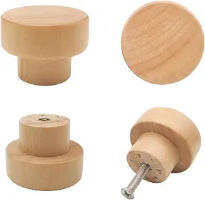 16PCS Wood Dresser Knobs Round Wooden Cabinet Drawer Pulls 35mm