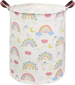 ESSME Rainbow laundry basket,Collapsible Laundry Hamper with Waterproof PE Coating Hamper Nursery Hamper for Room Decor, storage,Gift Basket.(Rainbow)