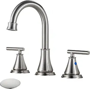 Widespread Bathroom Faucet 3 Hole with Pop-up Drain Brushed Nickel