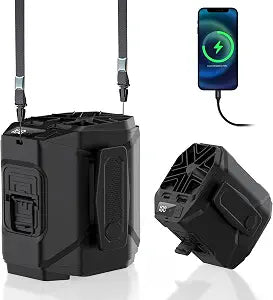 Super RGB Portable Waist Hanging Fan,5 Speeds 13000RPM Strong Airflow,Hands Free Fan with Max 40H Working Time,3-in-1 Belt Fan with LED Light for Camping,Hiking,Outdoor,Jobsite, Traveling Grey