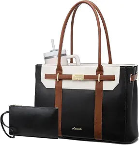 LOVEVOOK Work Laptop Bag for Women, Leather 15.6 Inch Computer Tote Bags