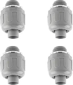 4PCS NPT 1/2 Inch 180 Degree Conduit Connector Fitting PVC Non Metallic Liquid Tight Straight Conduit Connector Nylon 6 Material