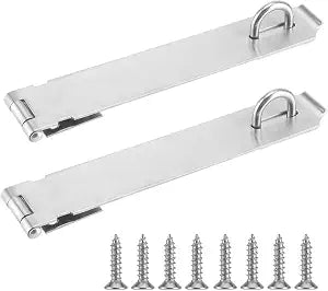 JAPCHET 2 Pack 8 Inch Heavy Duty Door Hasp Latch, Stainless Steel Padlock Hasp Door Hasp Lock with Screws, Padlock Clasp Hasp Latch for Fence Gate, Door Window, Cabinets, Silver